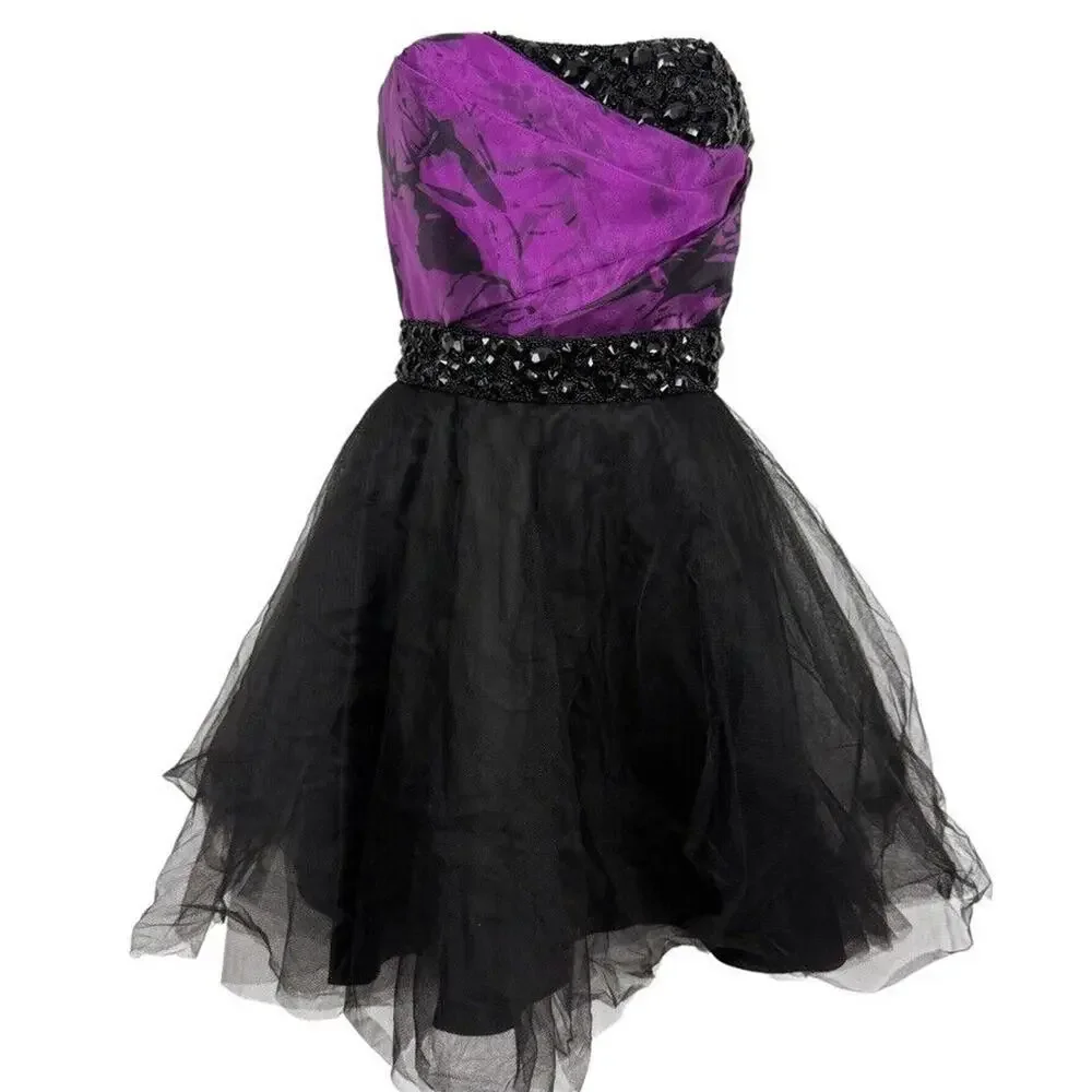 Maggie Sottero | Dresses | Flirt Maggie Sottero Womens Beaded Black Purple  Prom Strapless Corset Dress Sz 2 | Poshmark